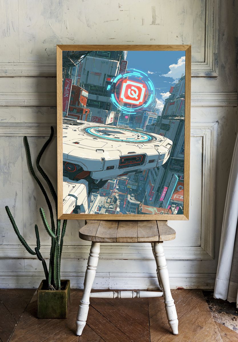 Cyberpunk Cityscape Digital Art Poster. room preview