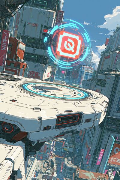 Cyberpunk Cityscape Digital Art Poster. poster
