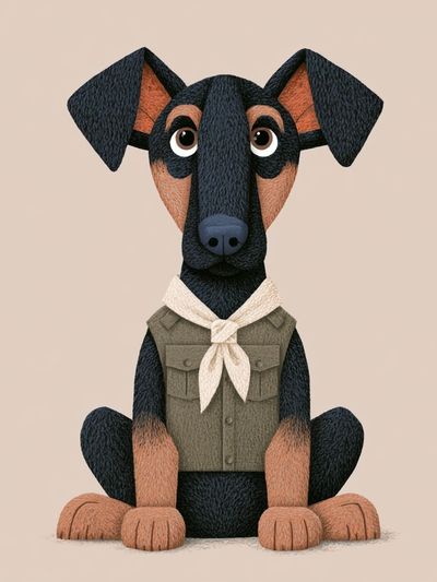 Cute Dog Portrait Illustration Poster.