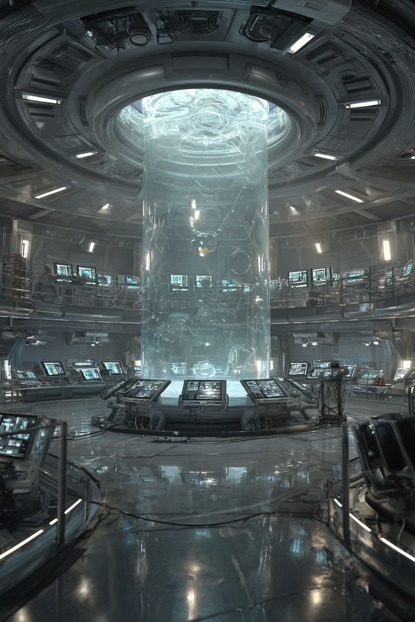 Futuristic Space Station Control Room Poster. poster detail