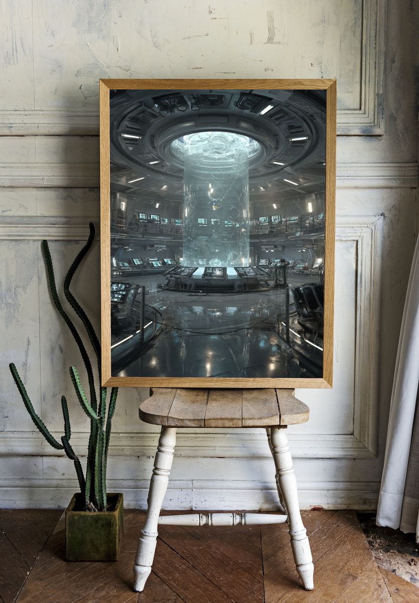 Futuristic Space Station Control Room Poster. — room view 1