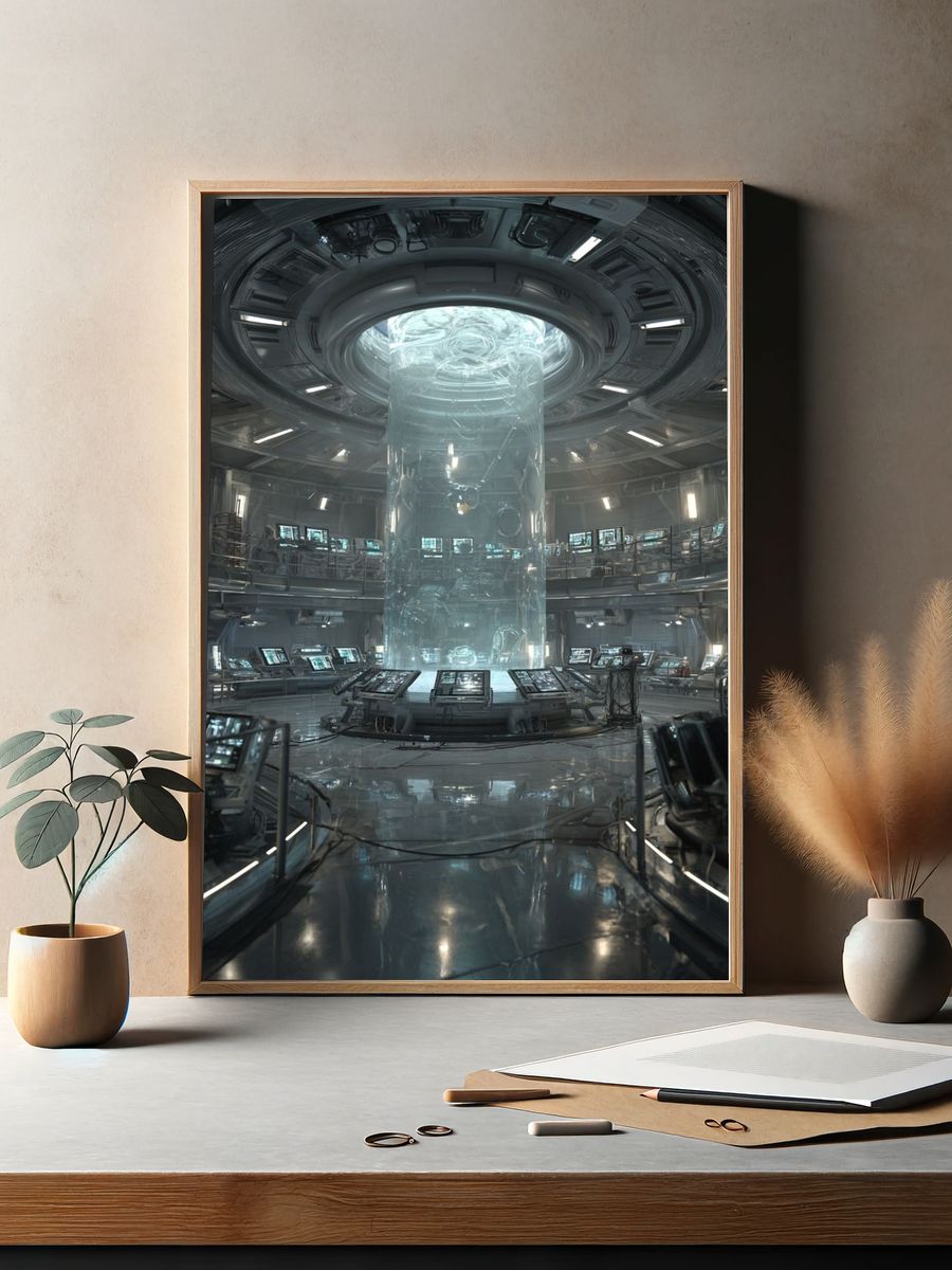 Futuristic Space Station Control Room Poster. — room view 2