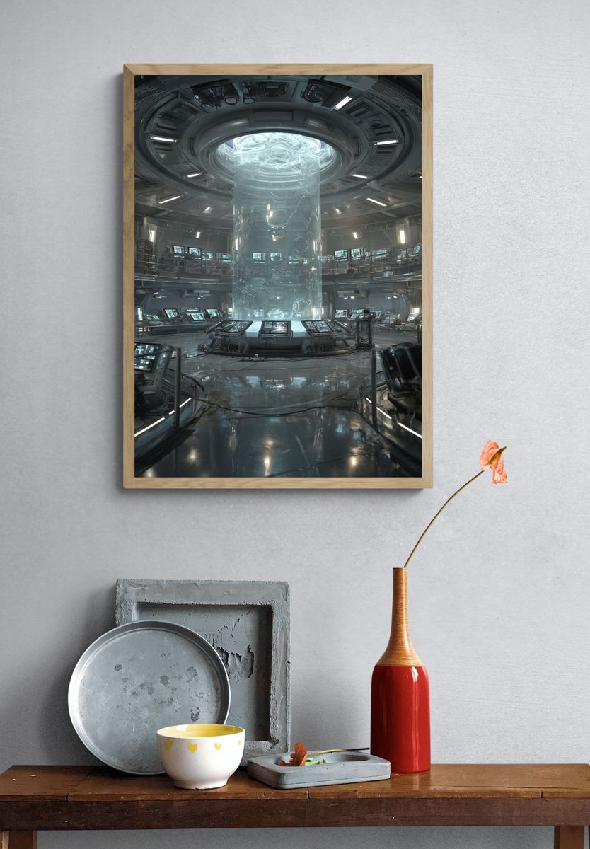Futuristic Space Station Control Room Poster. — room view 3