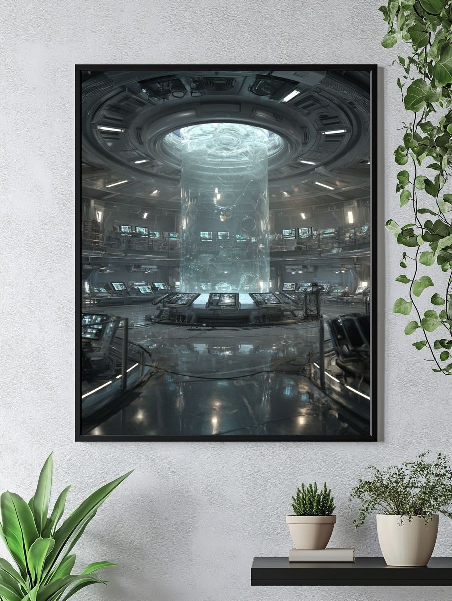 Futuristic Space Station Control Room Poster. — room view 4