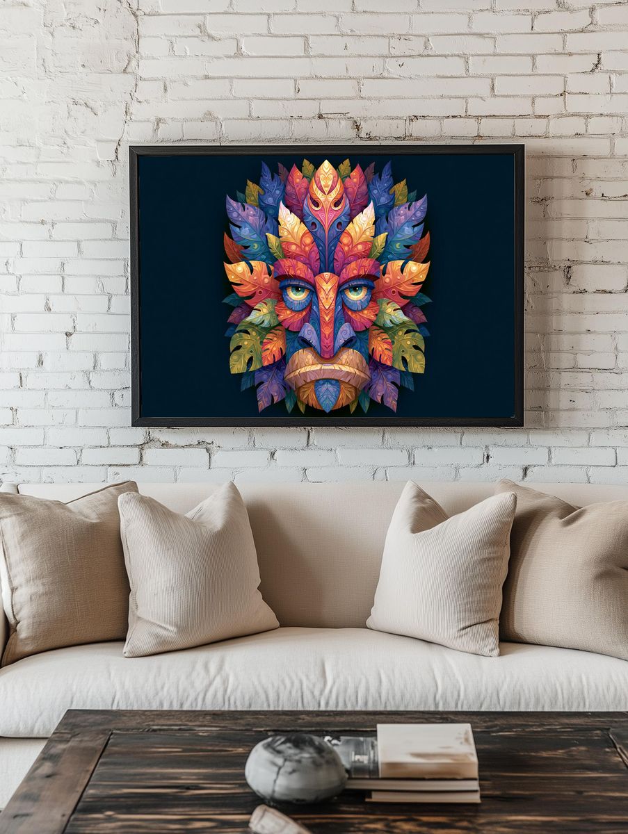 Colorful Leaf Mask Illustration Poster. room preview