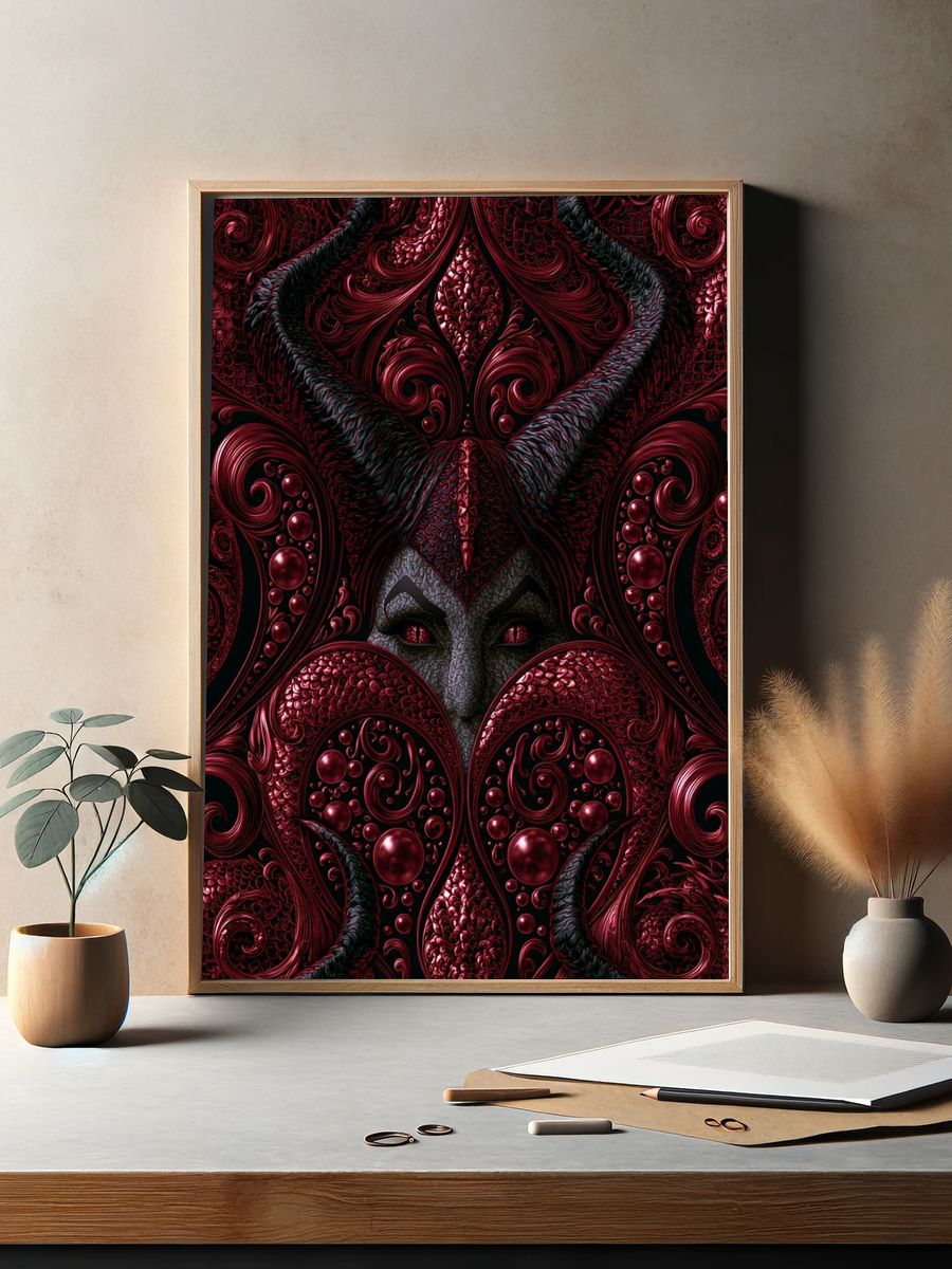 Crimson Serpent Queen Illustration Poster. — room view 2