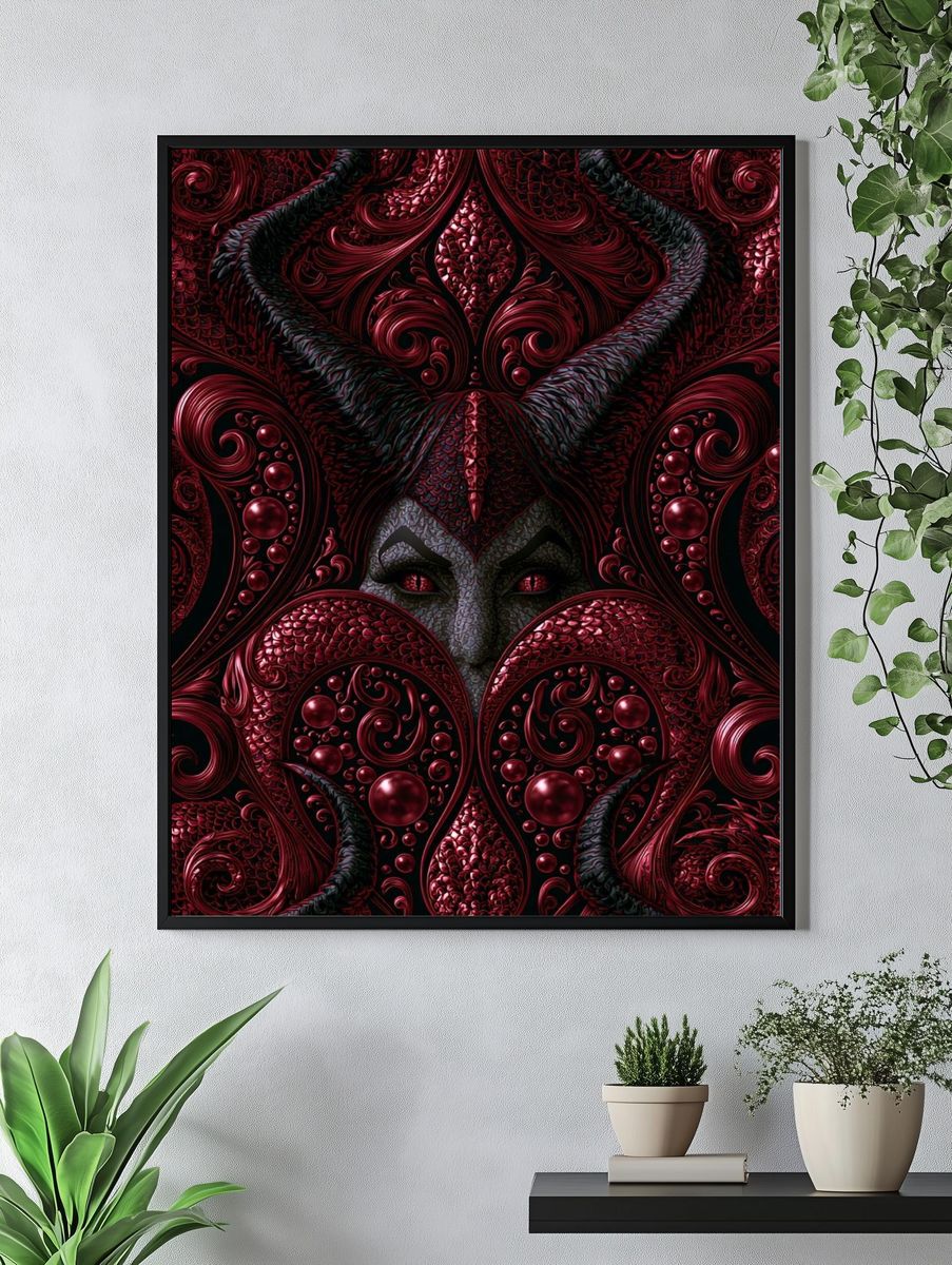 Crimson Serpent Queen Illustration Poster. — room view 4