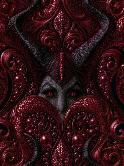 Crimson Serpent Queen Illustration Poster.
