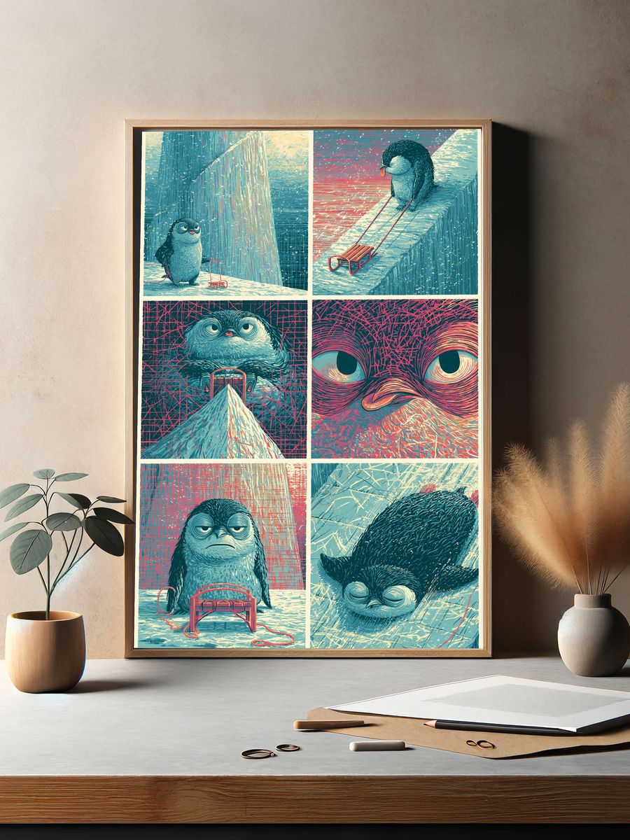 Surreal Owl Study Illustration Poster. — room view 2