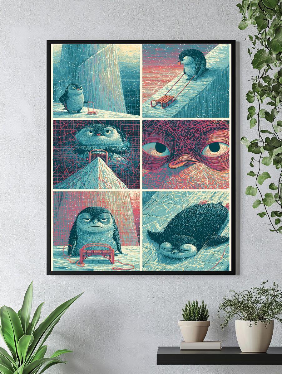 Surreal Owl Study Illustration Poster. — room view 4
