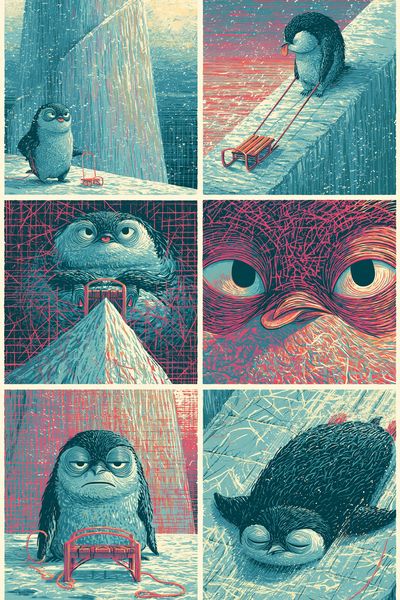 Surreal Owl Study Illustration Poster. poster