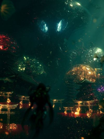 Ethereal Temple in the Void Print. poster