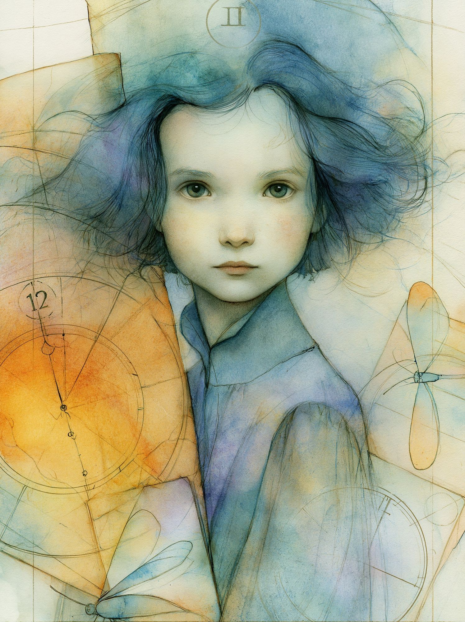 Dreamlike Child Portrait Illustration Poster. poster — illustration art