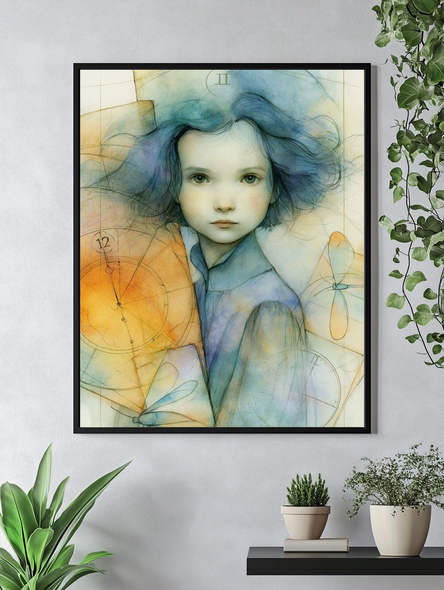 Dreamlike Child Portrait Illustration Poster. — room view 4