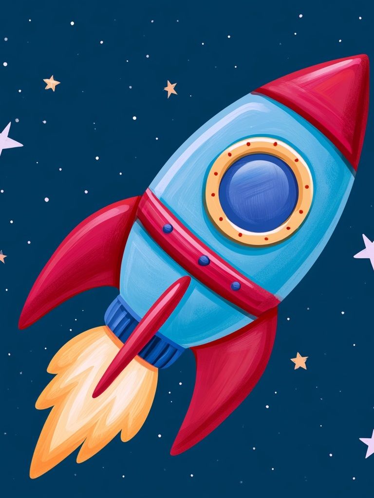 Rocket in Space Illustration Poster. poster — illustration art