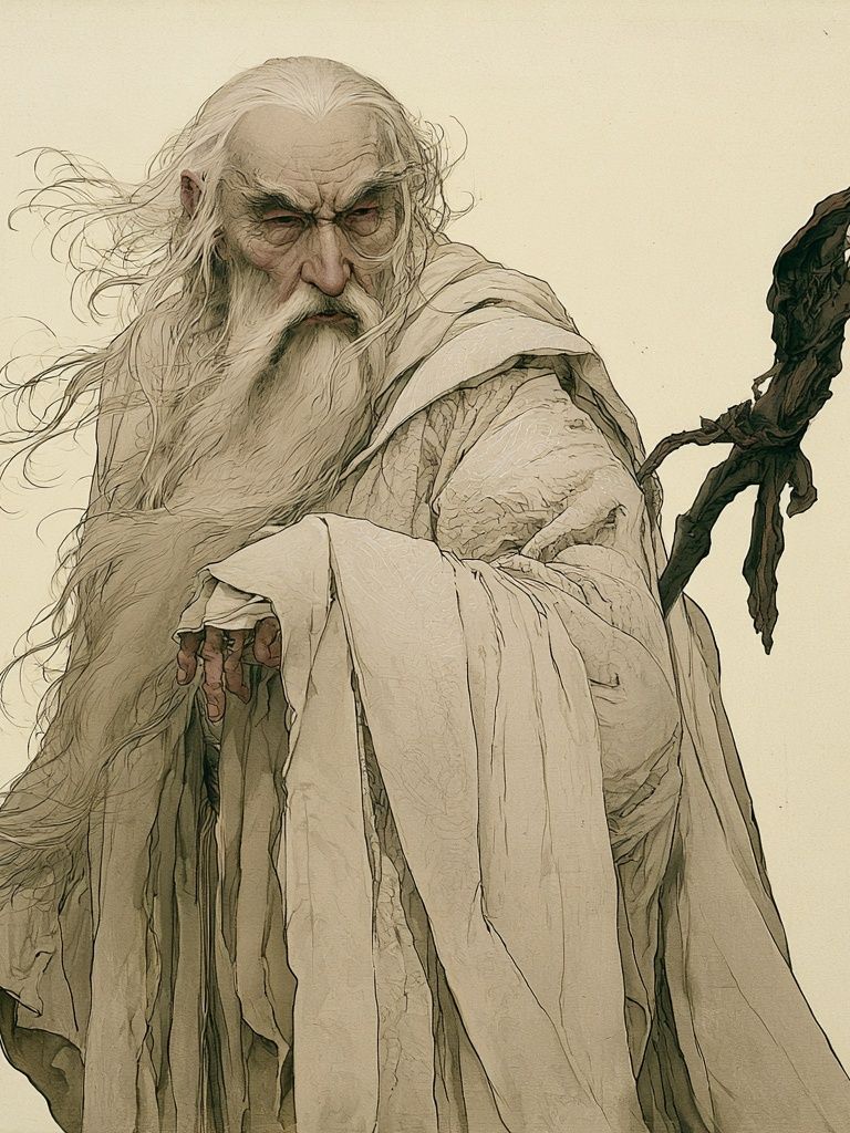 Ancient Sage Ink Illustration Poster. poster detail