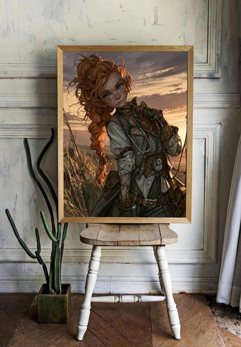 Red-Haired Adventurer Illustration Poster. room preview