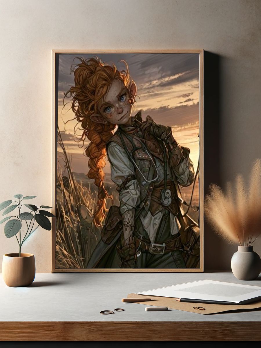 Red-Haired Adventurer Illustration Poster. — room view 2