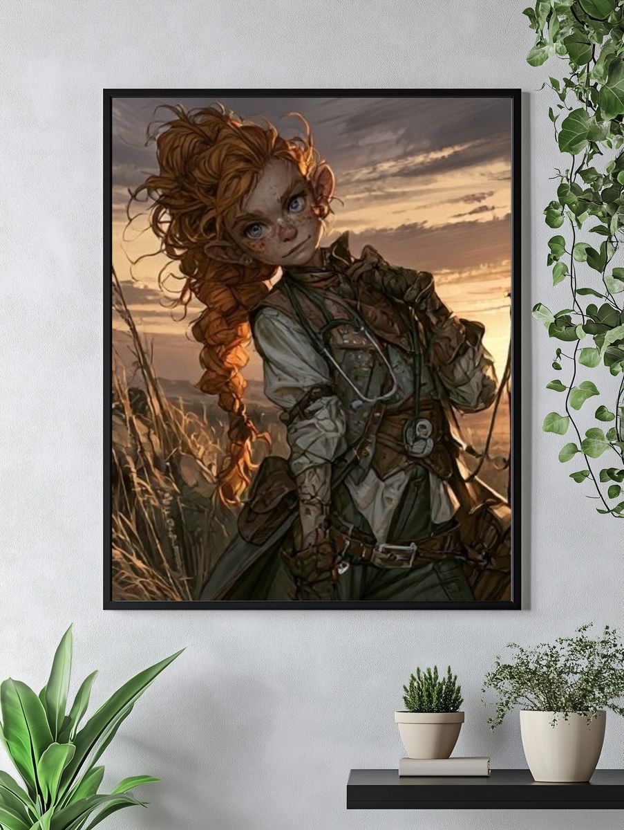 Red-Haired Adventurer Illustration Poster. — room view 4