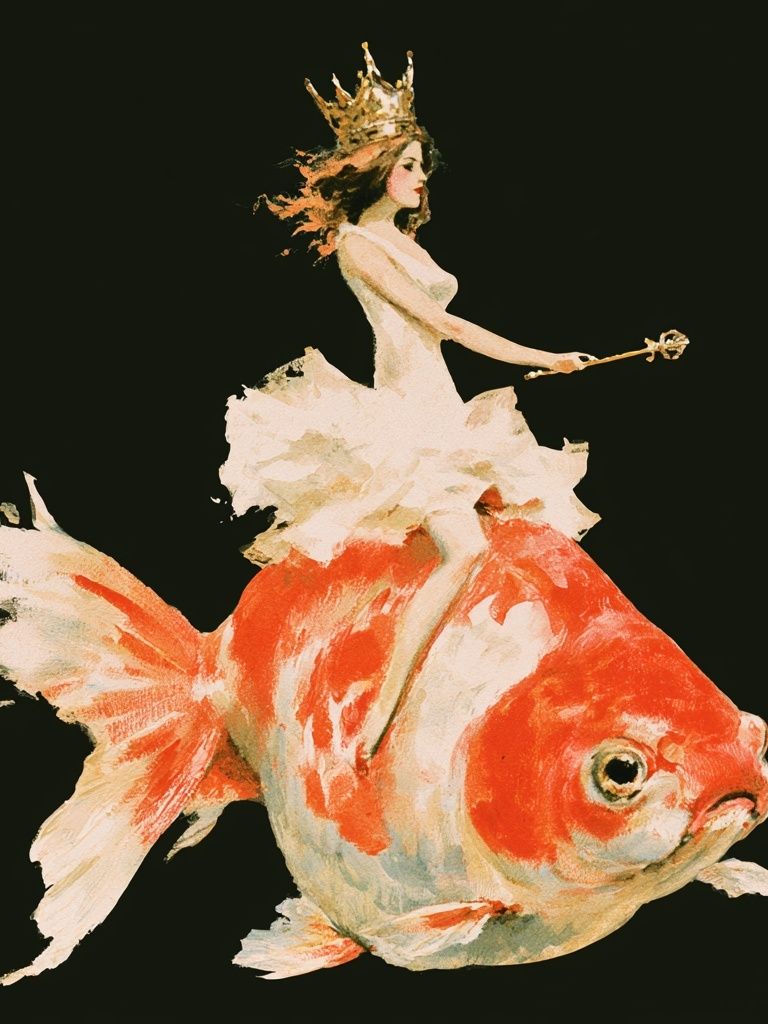 Goldfish Queen Illustration Poster. poster — illustration art