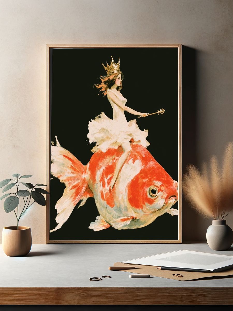 Goldfish Queen Illustration Poster. — room view 2