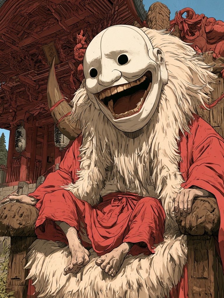 Masked Shrine Guardian Illustration Poster. poster detail