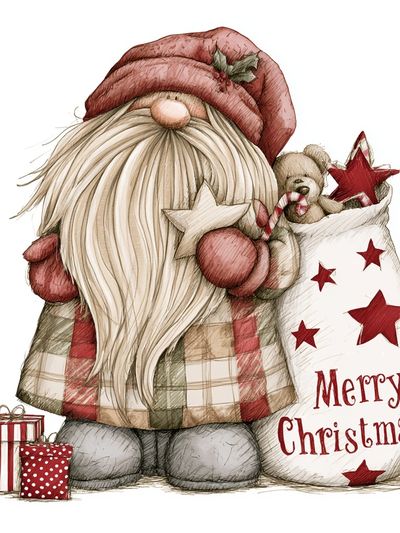 Merry Christmas Gnome Illustration Poster. poster