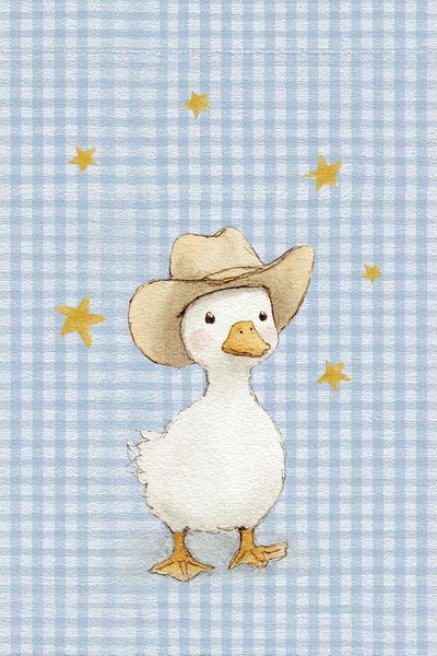 Cowboy Duck Watercolor Print.