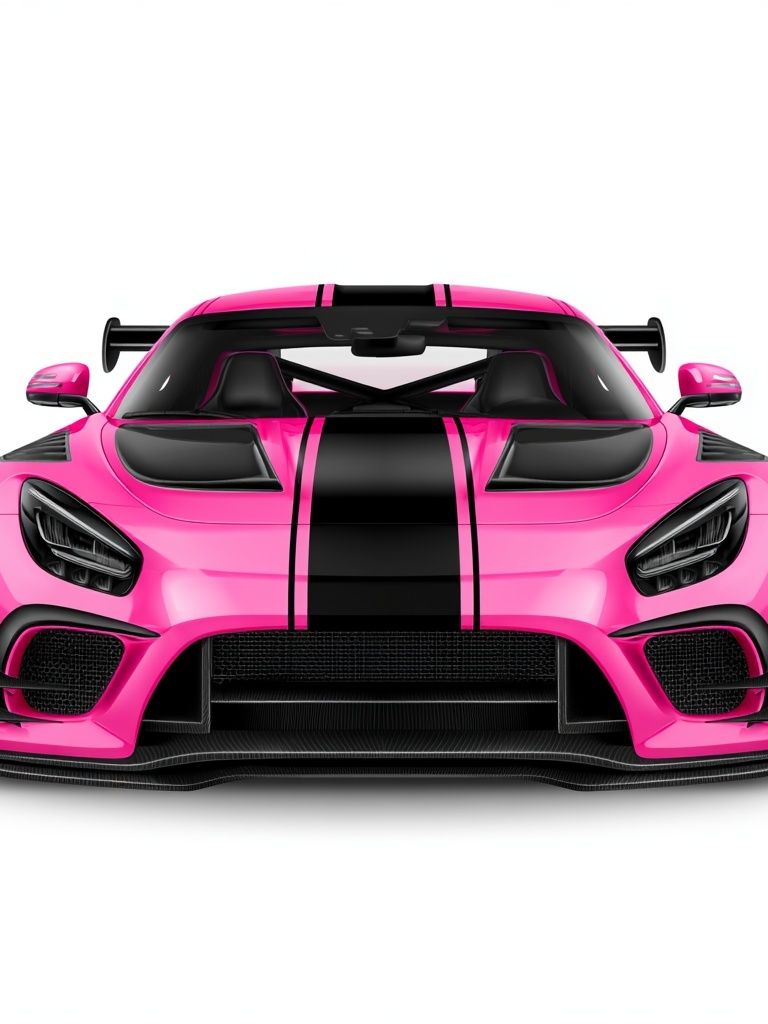 Pink Supercar Front View Poster. poster — illustration art