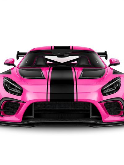 Pink Supercar Front View Poster.