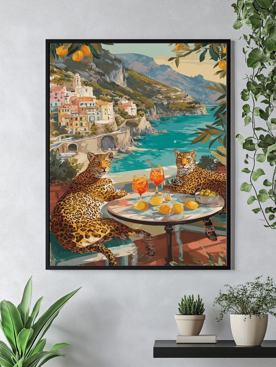 Amalfi Leopards Illustration Poster. — room view 4