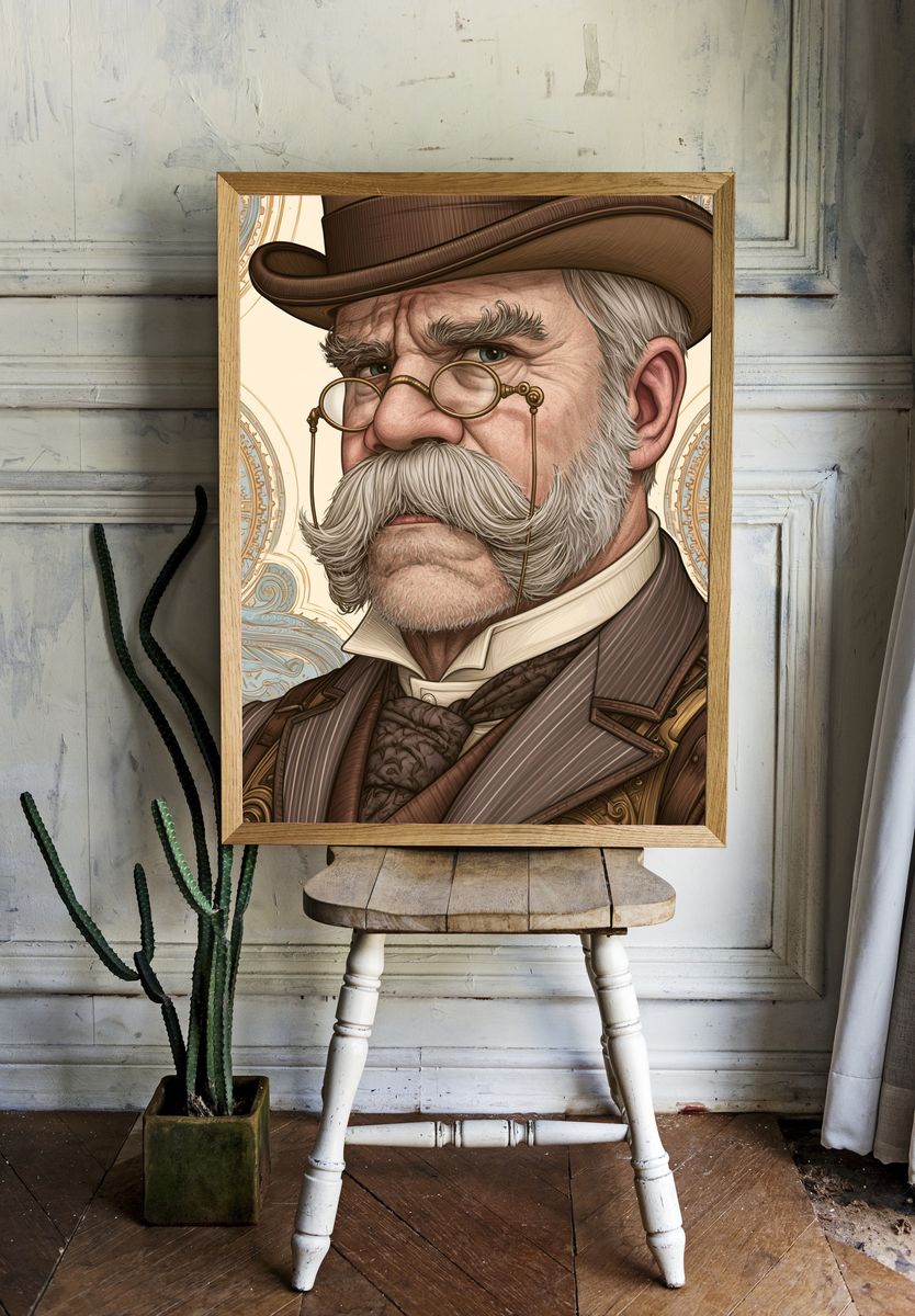 Steampunk Gentleman Portrait Print. room preview