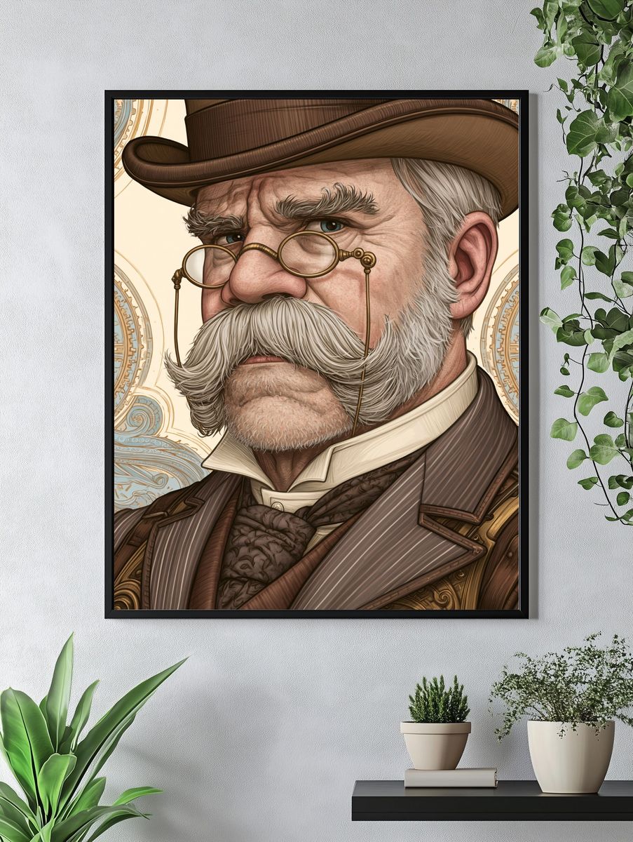 Steampunk Gentleman Portrait Print. — room view 4