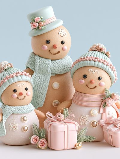 Pastel Snowman Family Illustration Poster. poster