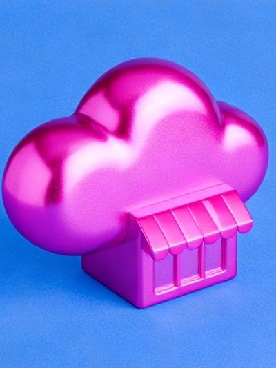 Pink Cloud Shop Illustration Poster.