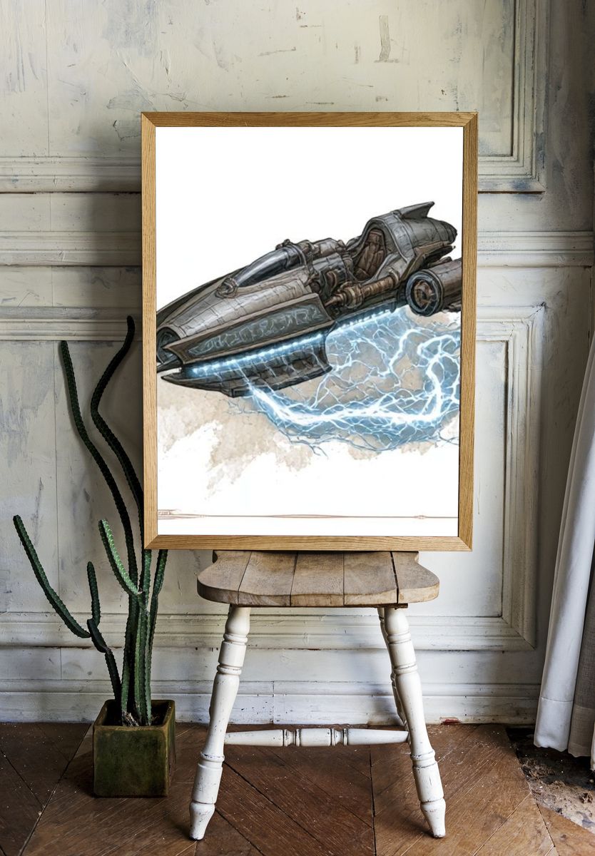 Sci-Fi Speeder Digital Art Poster. room preview