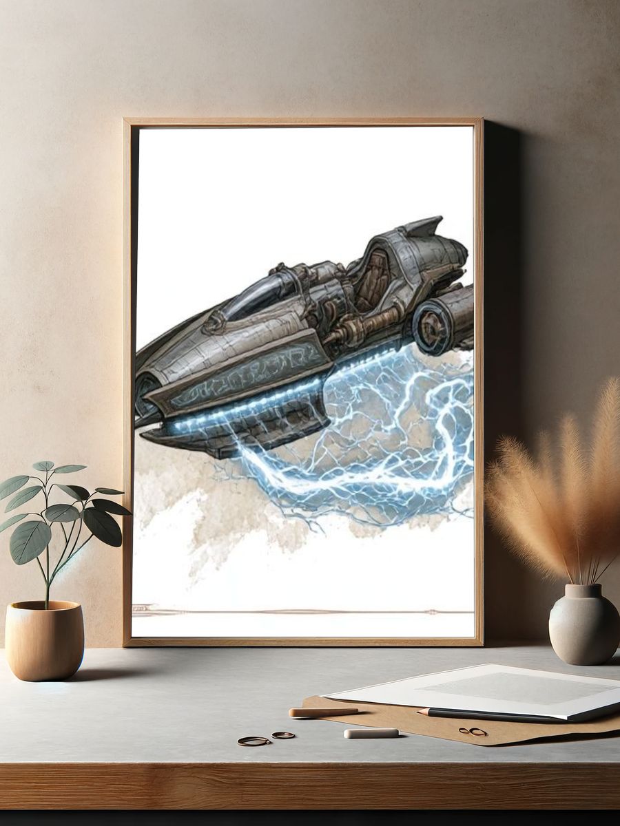 Sci-Fi Speeder Digital Art Poster. — room view 2