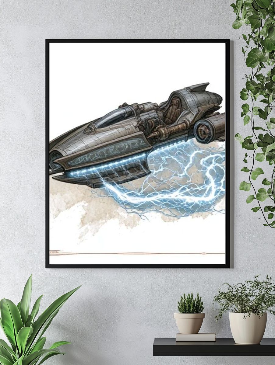 Sci-Fi Speeder Digital Art Poster. — room view 4