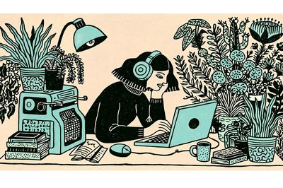 Plant Lover Workspace Illustration Poster.