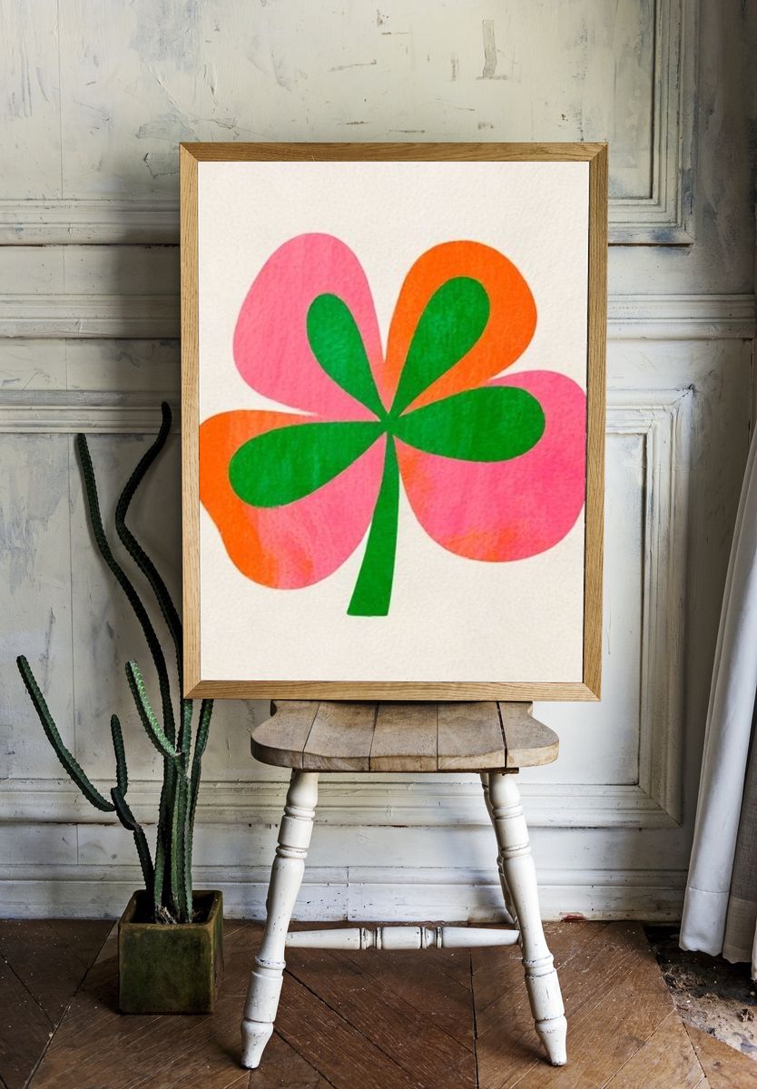 Neon Clover Illustration Poster. room preview