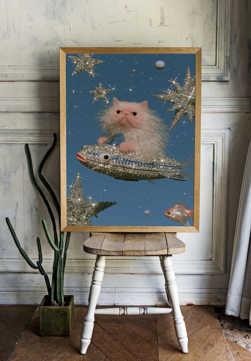 Cosmic Catfish Fantasy Illustration Poster. room preview