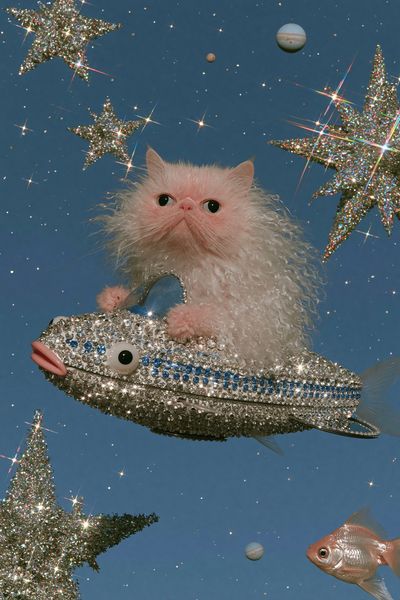 Cosmic Catfish Fantasy Illustration Poster.