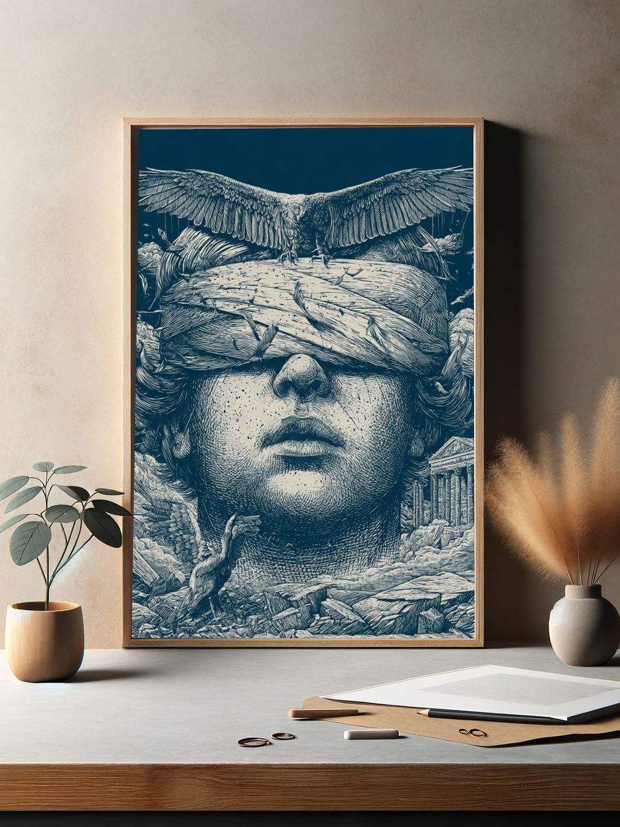 Classical Surrealism Illustration Print. — room view 2