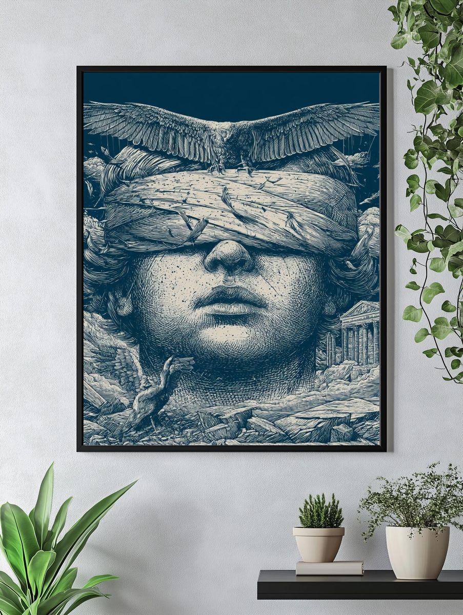 Classical Surrealism Illustration Print. — room view 4