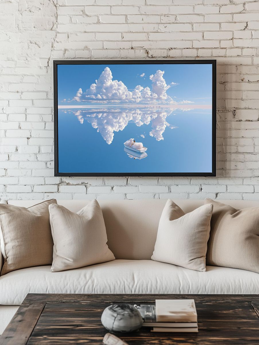 Dreamy Cloudscape Surrealism Print. — room view 1