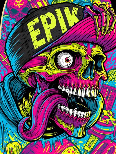Neon Skull Cap Poster. poster