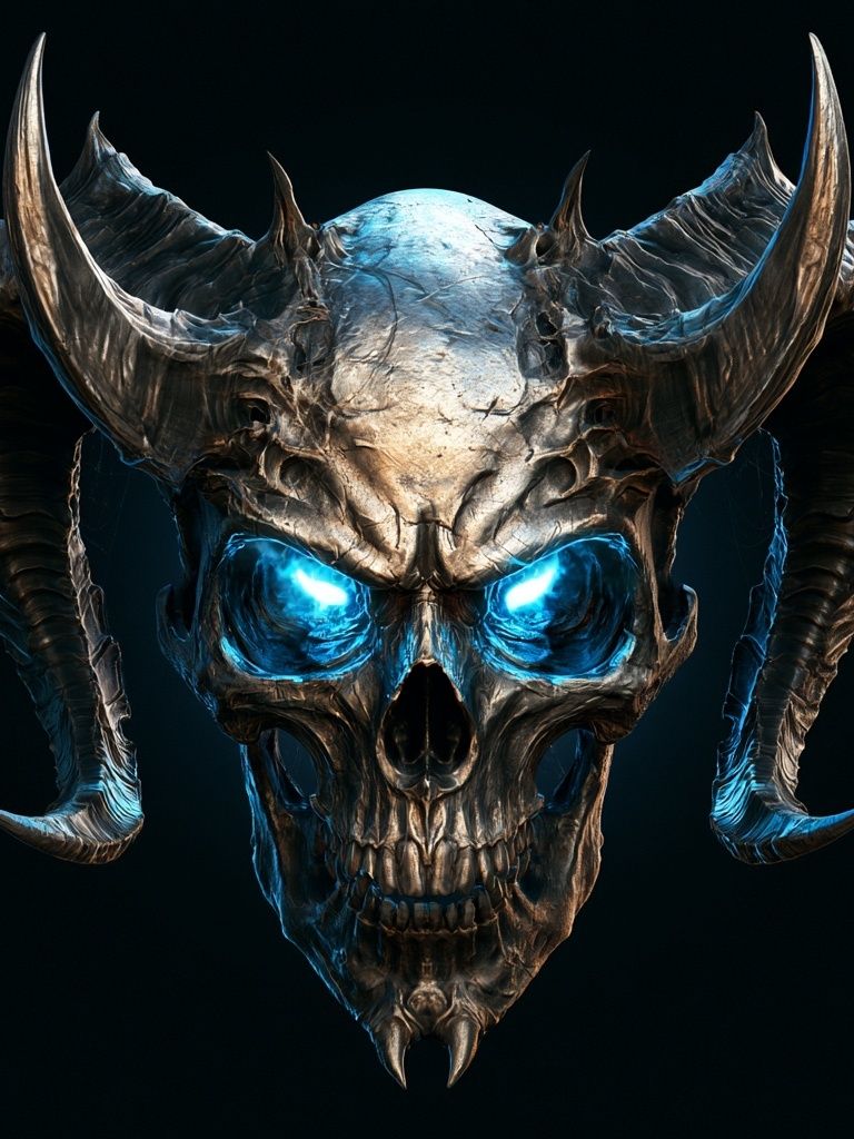 Demonic Skull Illustration Poster. poster — illustration art
