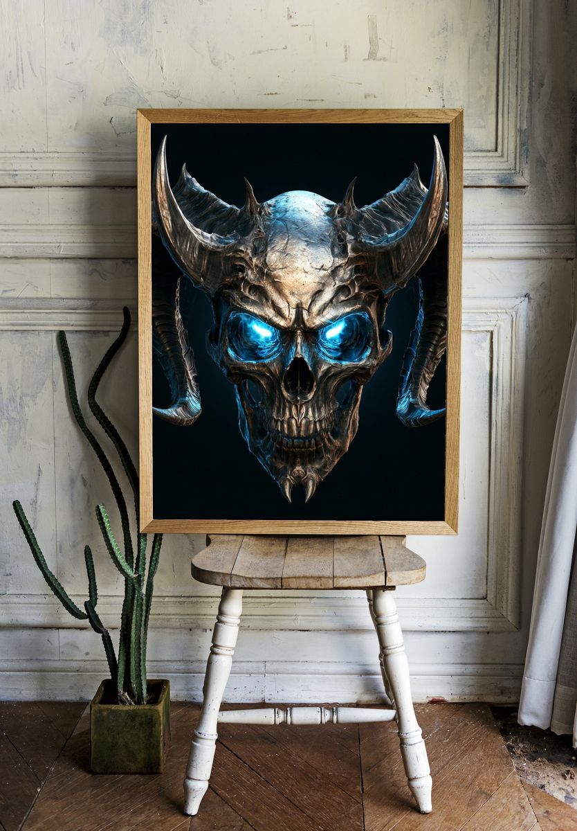 Demonic Skull Illustration Poster. room preview