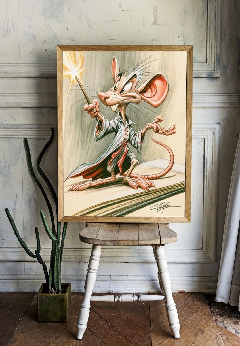Wizard Mouse Illustration Poster. — room view 1