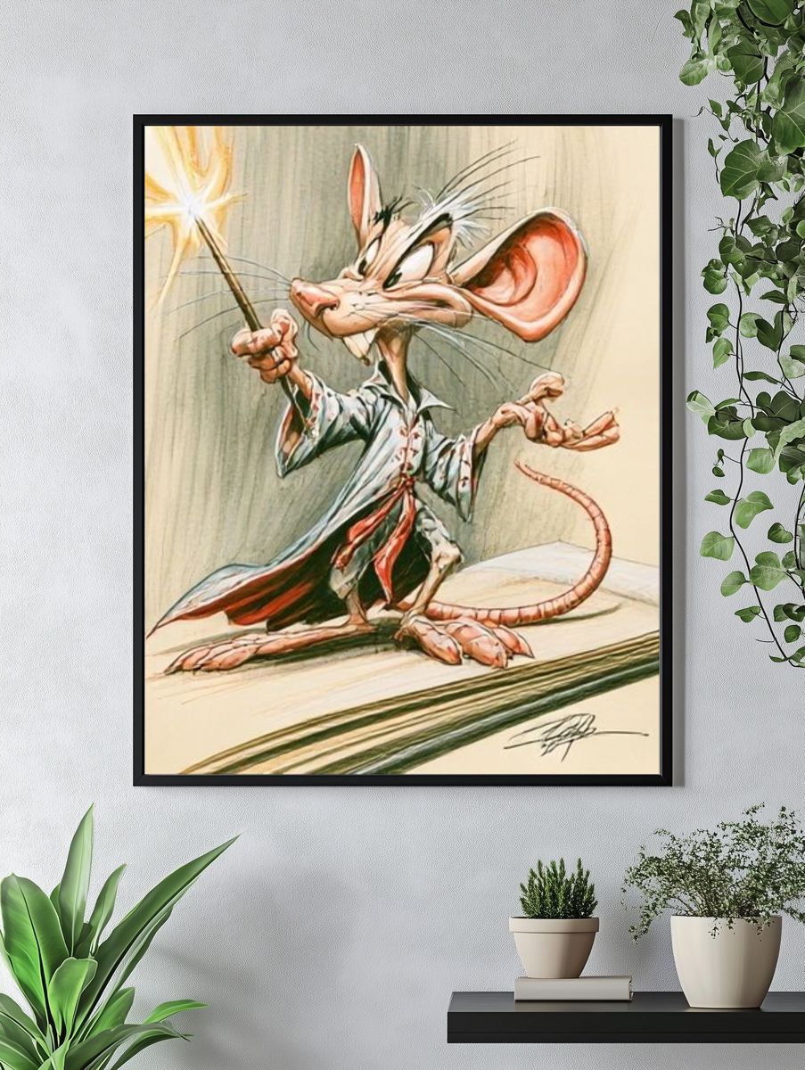 Wizard Mouse Illustration Poster. — room view 4